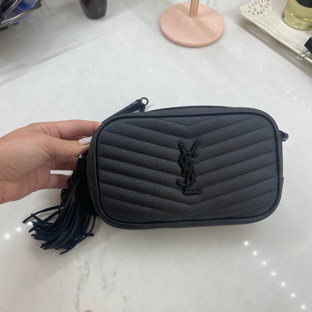 Yves Saint Laurent (YSL) Grain De Poudre Matelasse Monogram Mini Lou Camera Bag